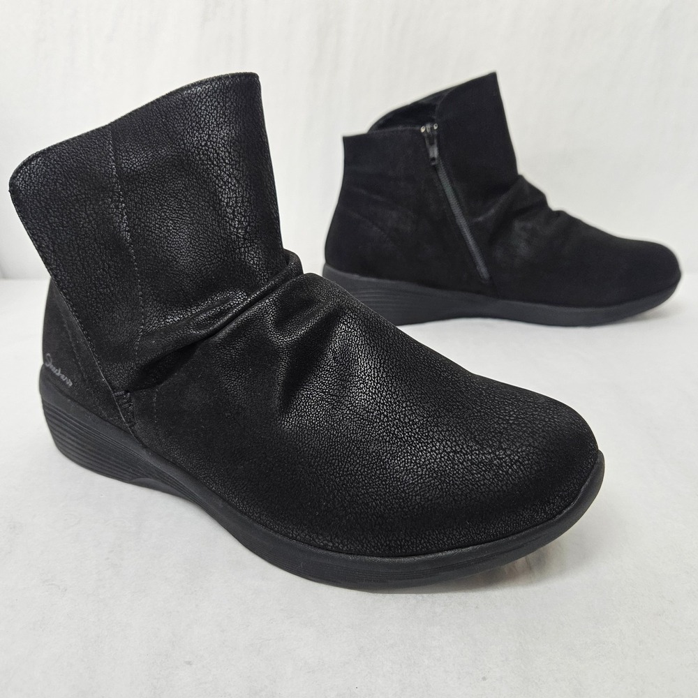 Skechers Arya Fresher Trick Ankle Boots Vegan 167809 Black Womens Size 10